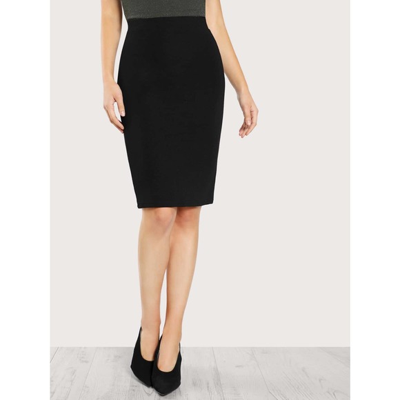 High waisted midi length Pencil Skirt black - Picture 1 of 11